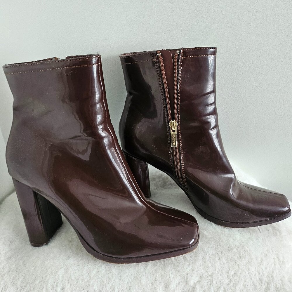 Bottines Aldo cuir vernis et bout carré